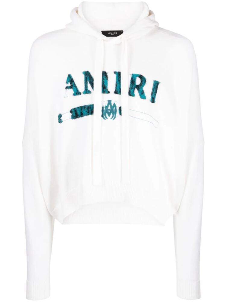 AMIRI logo-embroidered hooded jumper - White Cover