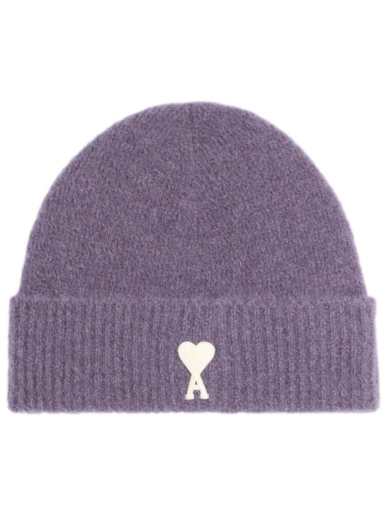 AMI Paris Ami de Coeur embroidered beanie - Purple Cover