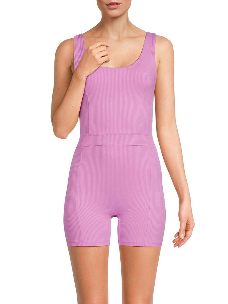 Year of Ours Women's Johanna Ribbed Bike Romper - Flamingo Pink Cover