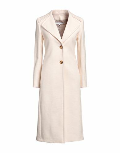 La Fille Des Fleurs Woman Coat Cream Cotton, Polyester, Elastane Cover