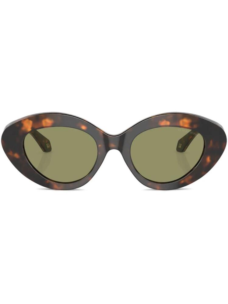 Giorgio Armani oval-frame tortoiseshell-effect sunglasses - Green Cover