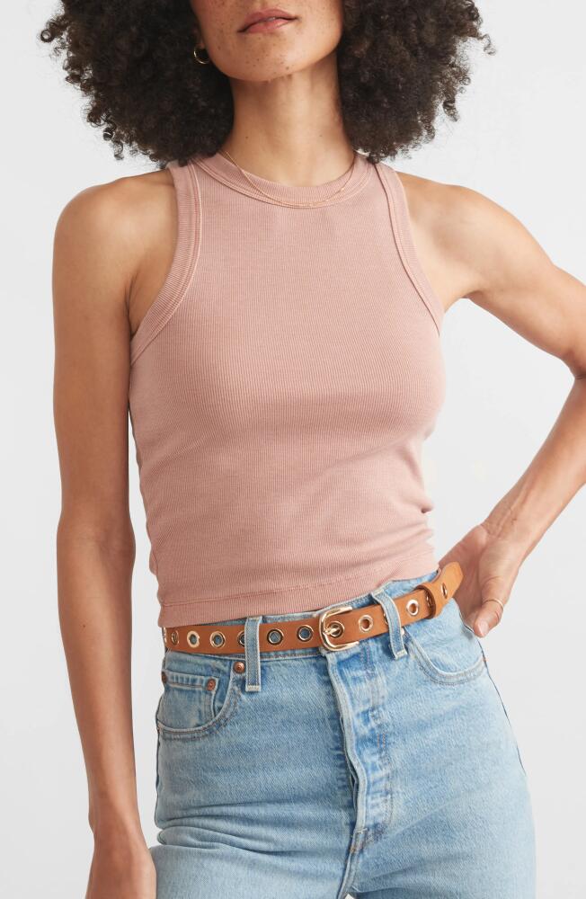 Marine Layer Lexi Sun-In High Neck Crop Rib Tank in Rust Cover