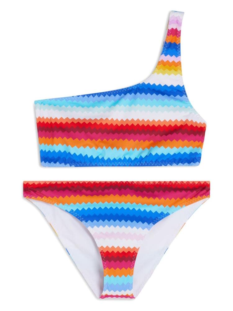 Missoni zigzag-print one-shoulder bikini - Blue Cover