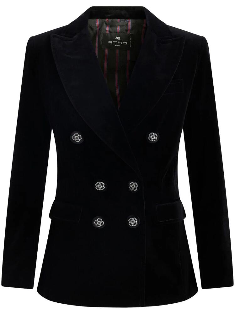 ETRO double-breasted velvet blazer - Black Cover