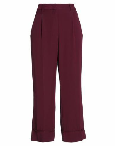 Manila Grace Woman Pants Burgundy Polyester, Elastane Cover