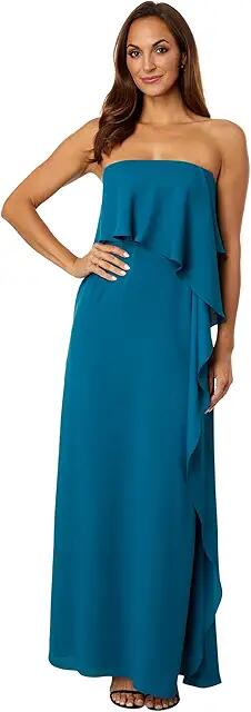 BCBGMAXAZRIA Satin Back Crepe (Moroccan Blue) Women's Clothing Cover