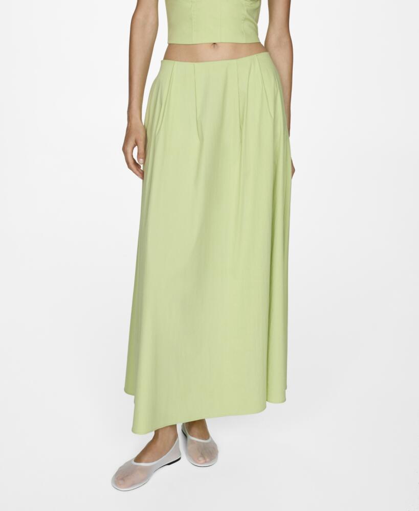 Mango Women's Long Flared Skirt - Pastel Green Cover