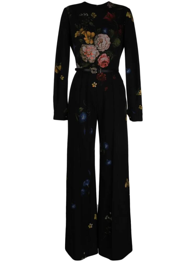 Elie Saab floral-print silk jumpsuit - Black Cover