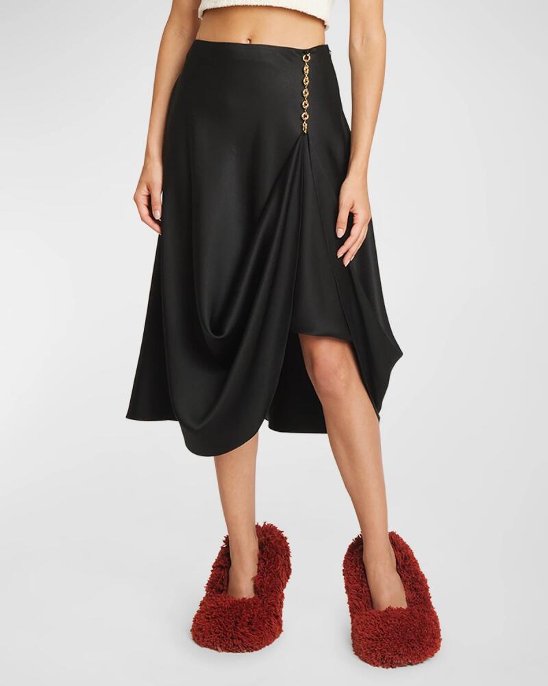 Loewe Chain Draped Midi Satin Skirt Cover