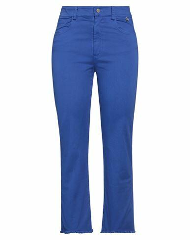 Souvenir Woman Pants Bright blue Cotton, Elastane Cover