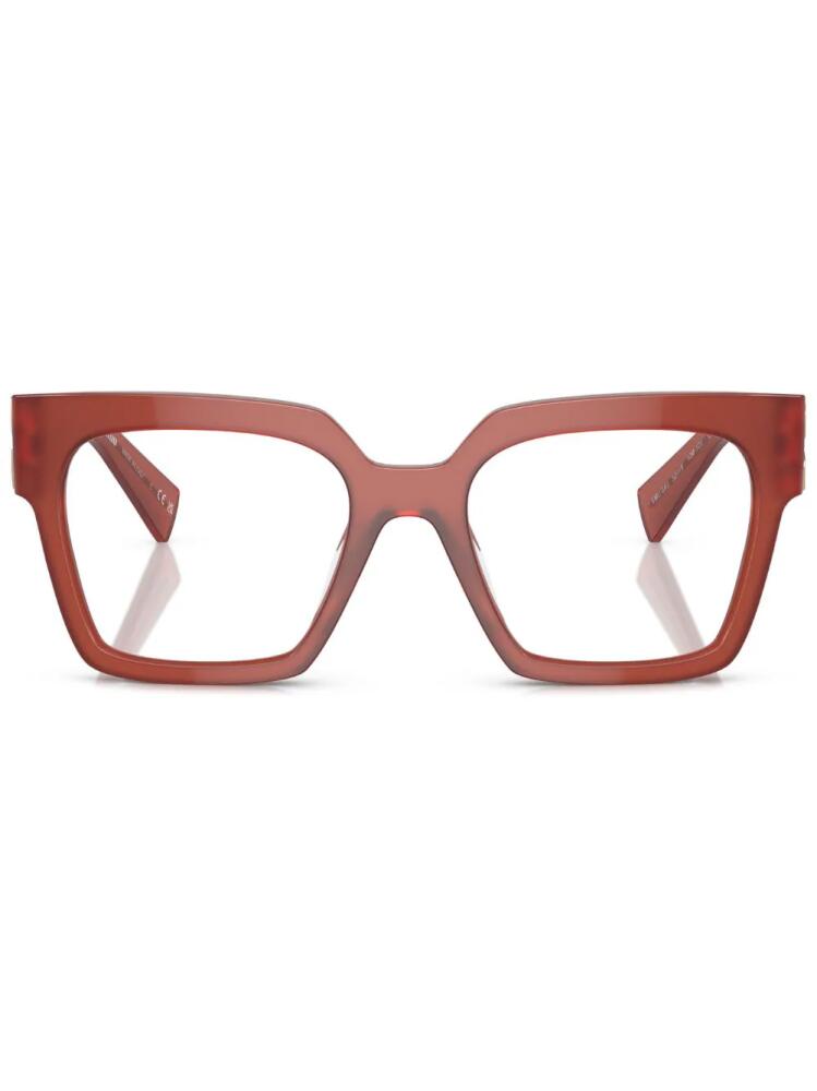 Miu Miu Eyewear logo-plaque square-frame glasses - Brown Cover