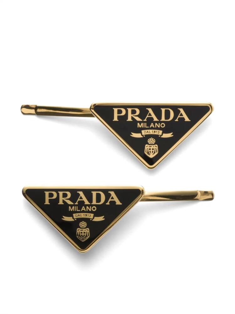 Prada triangle-logo hair clips (set of two) - Gold Cover