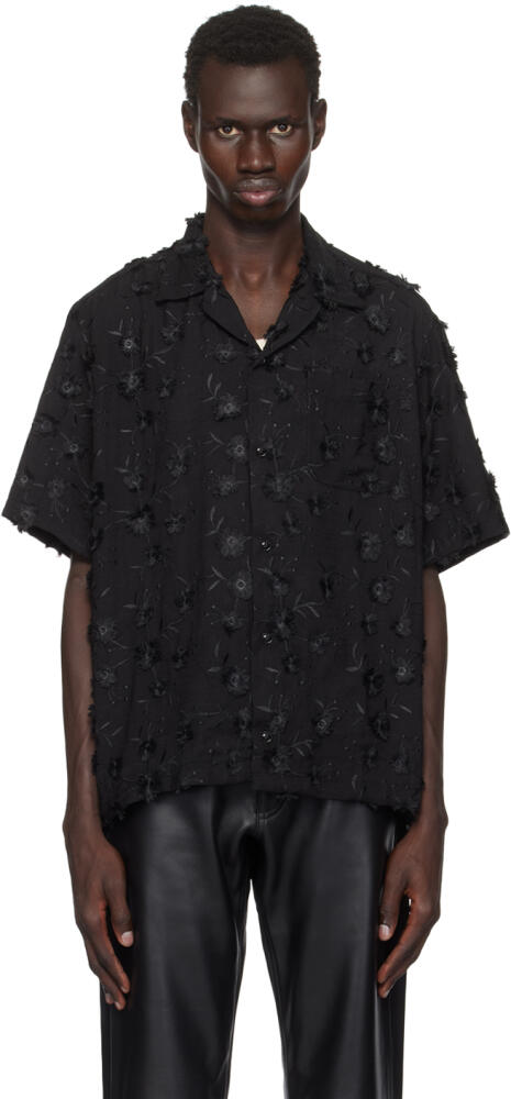 CMMN SWDN Black Ture Embroidered Floral Shirt Cover