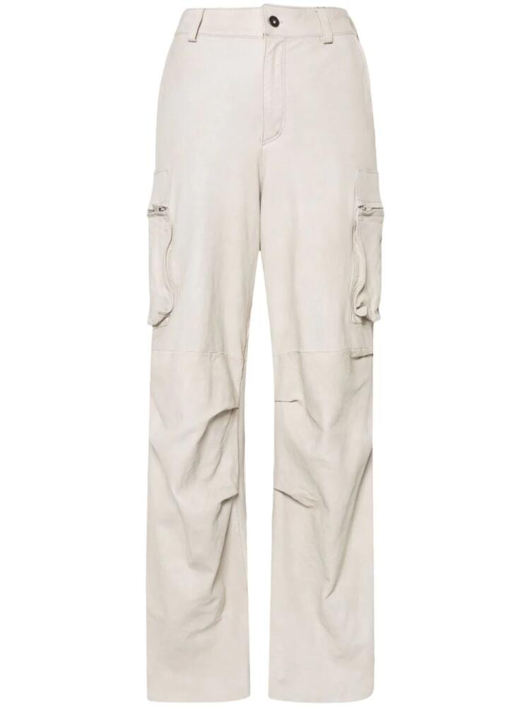 Salvatore Santoro leather straight-leg cargo pants - Neutrals Cover