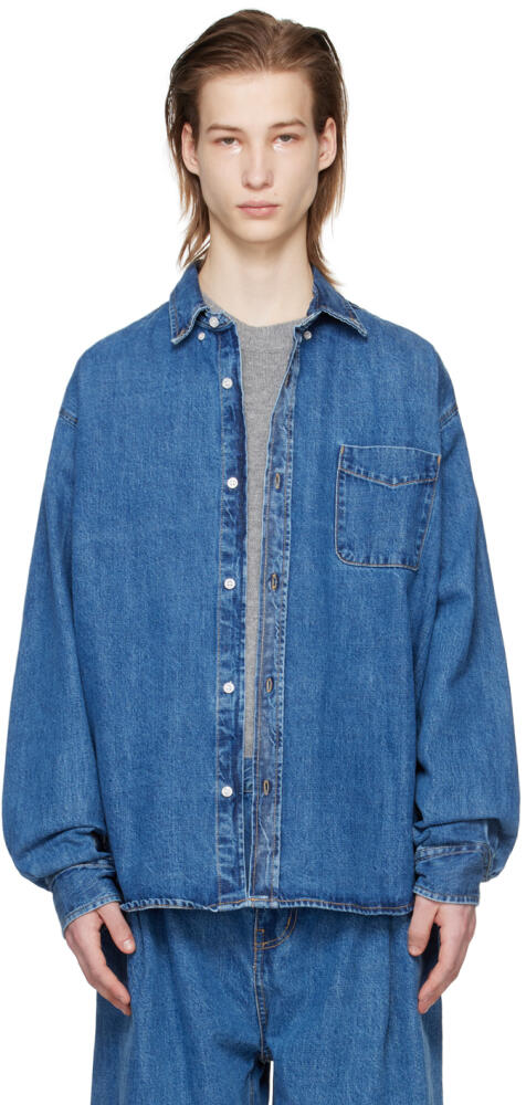 The Frankie Shop Blue Sinclair Denim Shirt Cover