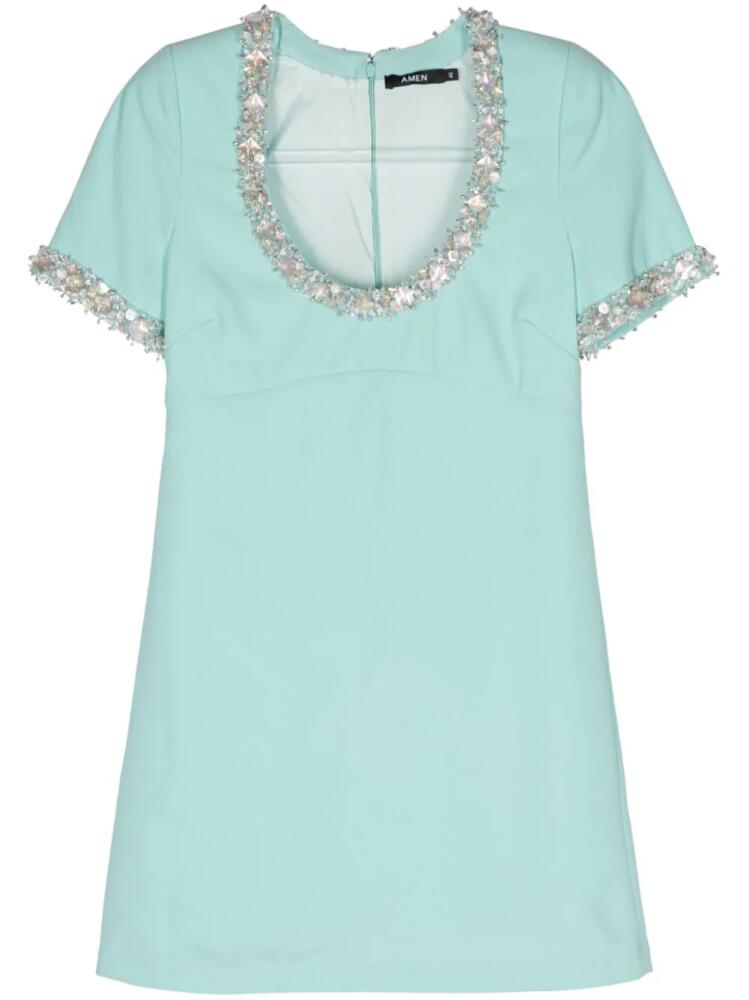 Amen beaded-trim crepe minidress - Green Cover