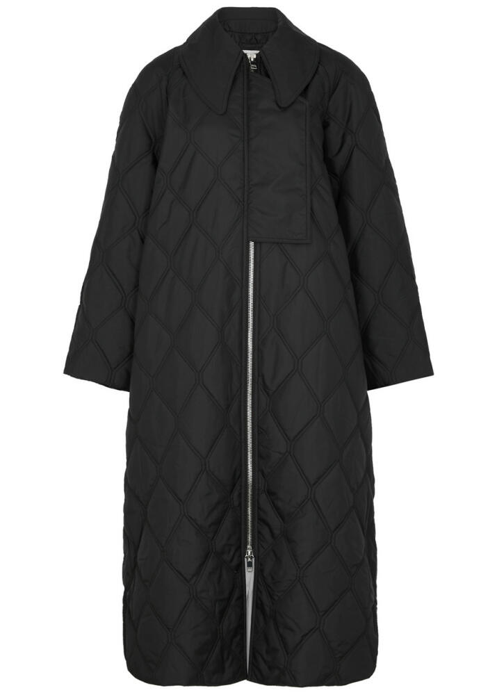 Ganni Quilted Ripstop Shell Coat - Black Cover