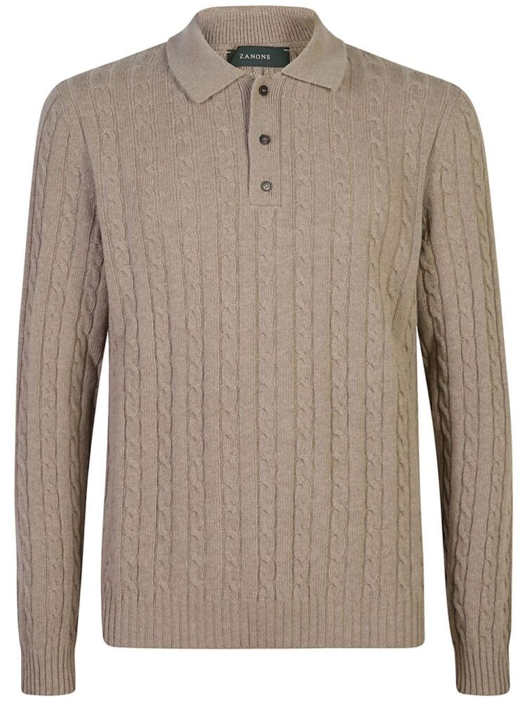 Zanone cable-knit polo shirt - Neutrals Cover