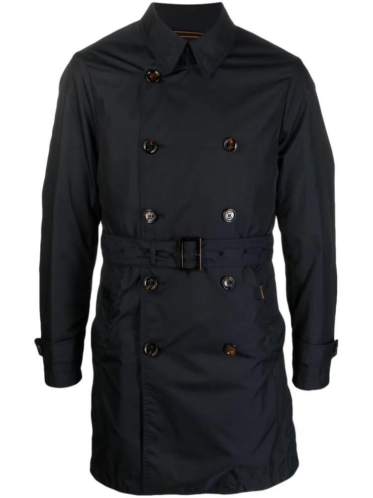 Moorer belted-waist trench coat - Blue Cover