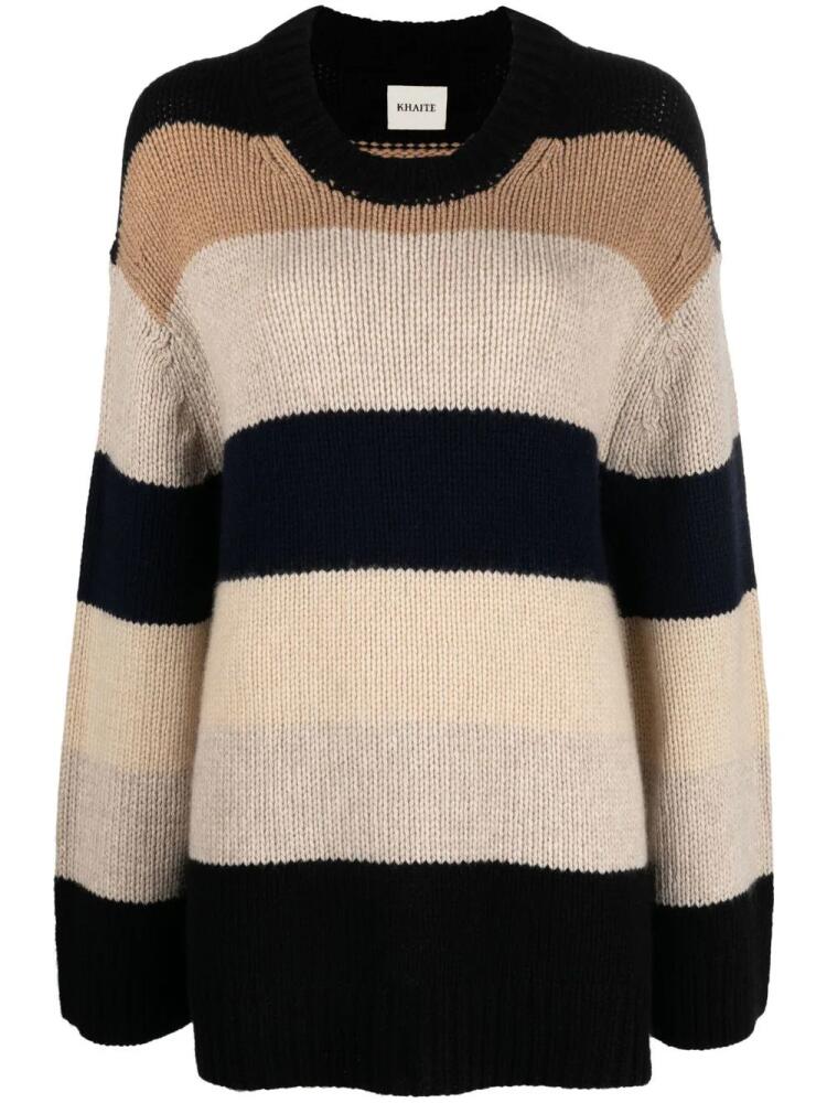 KHAITE striped cashmere jumper - Black Cover