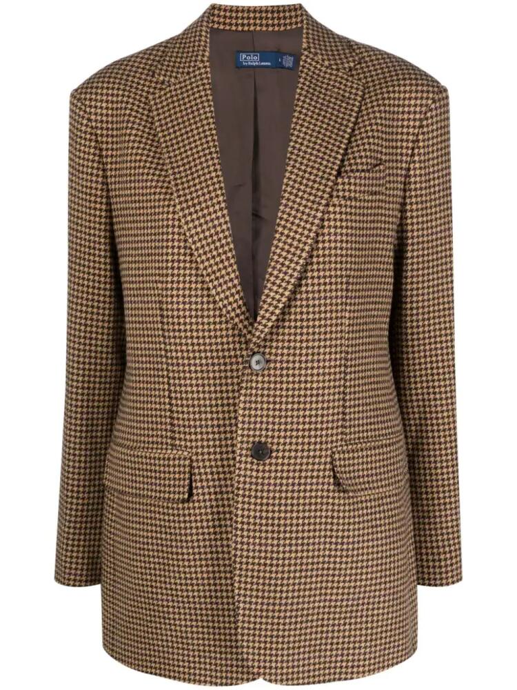 Polo Ralph Lauren single-breasted houndstooth tweed blazer - Brown Cover