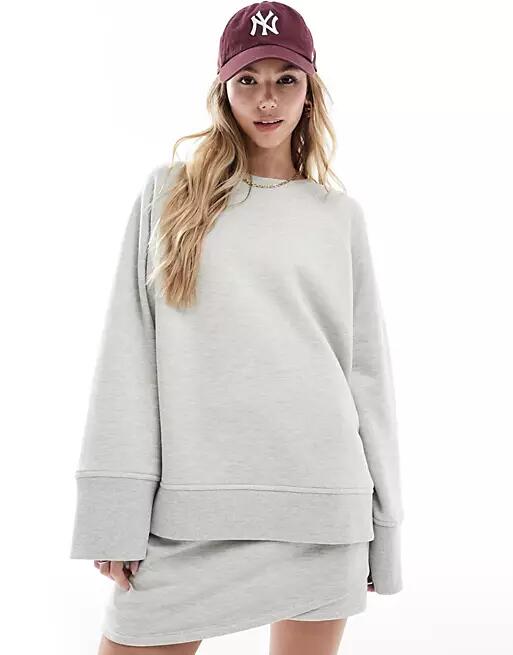 4th & Reckless wide sleeve sweatshirt in gray heather - part of a set Cover