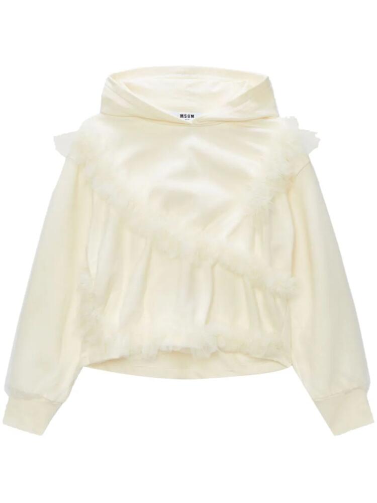 MSGM ruffled cotton hoodie - Neutrals Cover