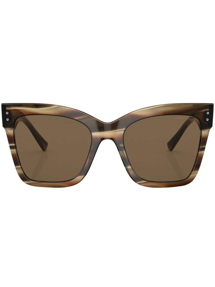 Giorgio Armani logo-print square-frame sunglasses - Green Cover