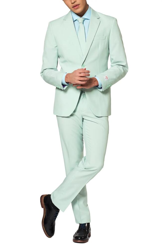 OppoSuits Magic Mint Pastel Trim Fit Suit & Tie in Teal/Mint Cover