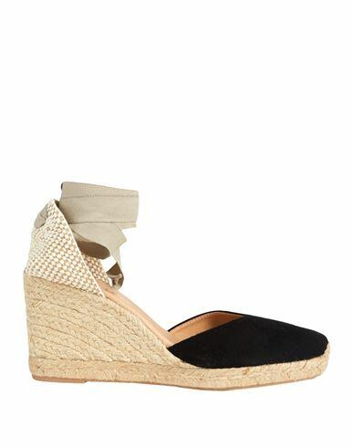 Mychalom Woman Espadrilles Black Soft Leather, Textile fibers Cover