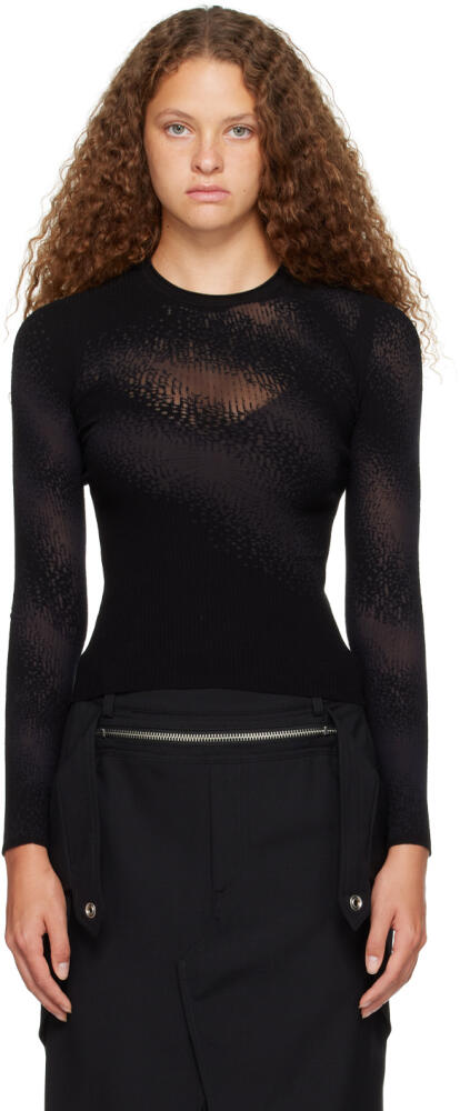 Dion Lee Black Burn Out Long Sleeve T-Shirt Cover