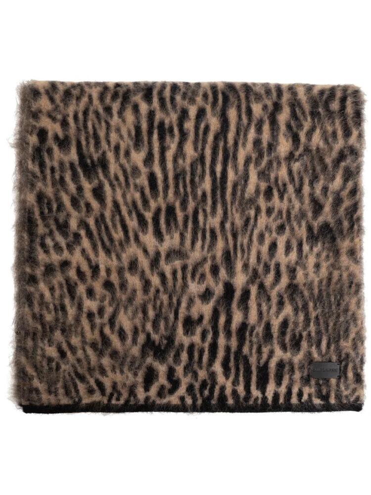 Saint Laurent leopard knitted scarf - Black Cover