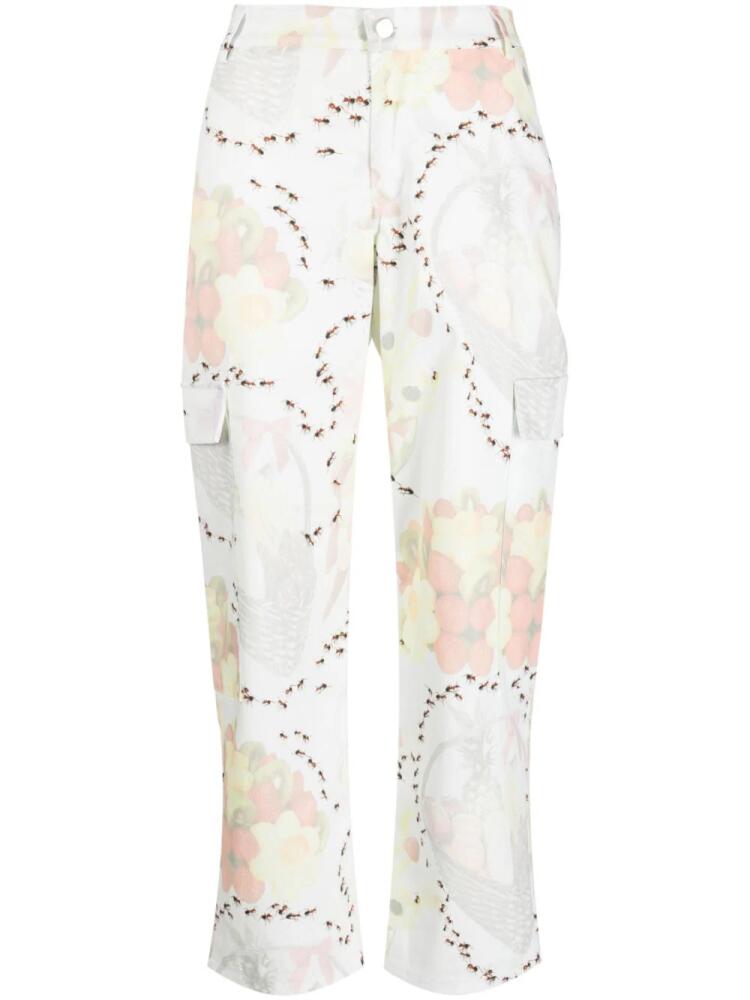 Collina Strada graphic-print cargo-pocket trousers - White Cover