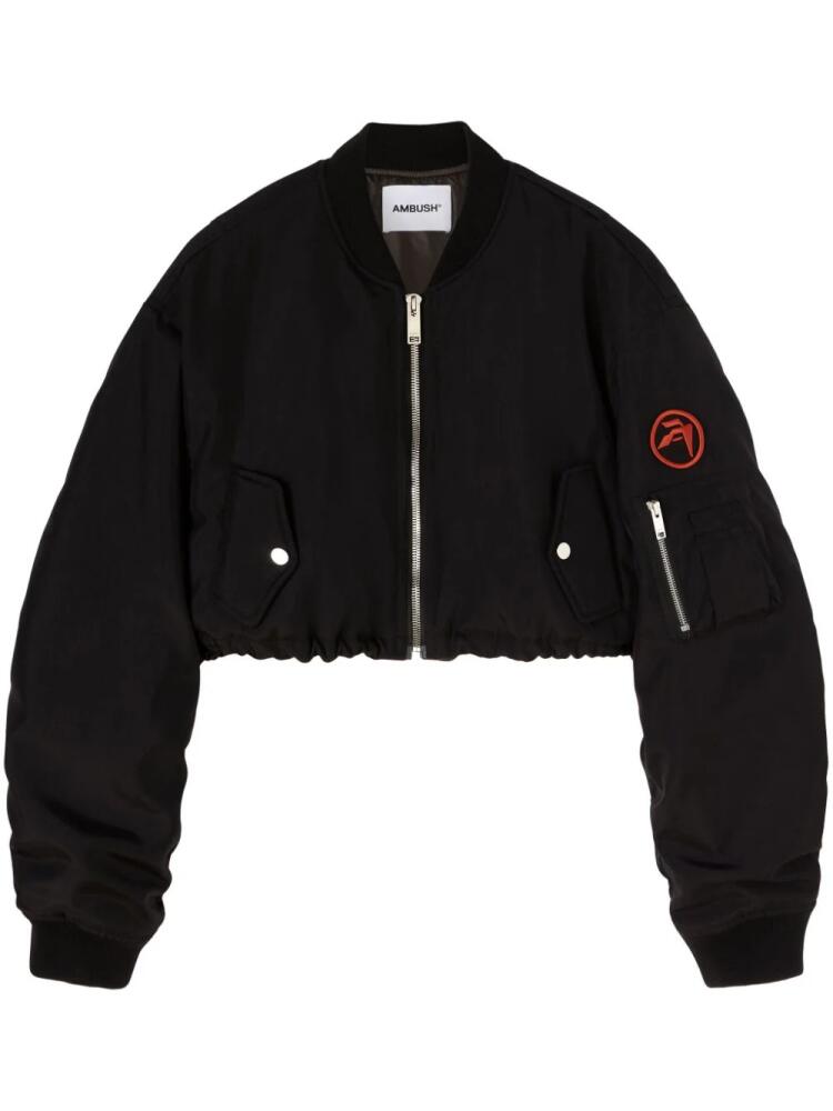 AMBUSH logo-embroidered cropped bomber jacket - Black Cover