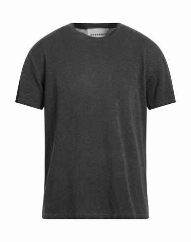 Amaranto Man T-shirt Steel grey Linen, Elastane Cover