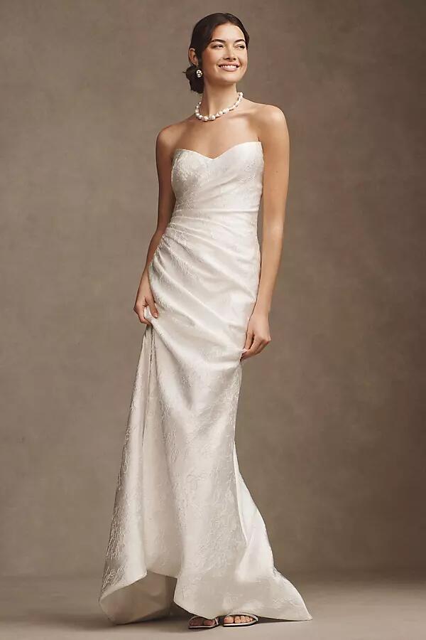 Wtoo by Watters Callahan Sweetheart Draped Jacquard Column Wedding Gown Cover