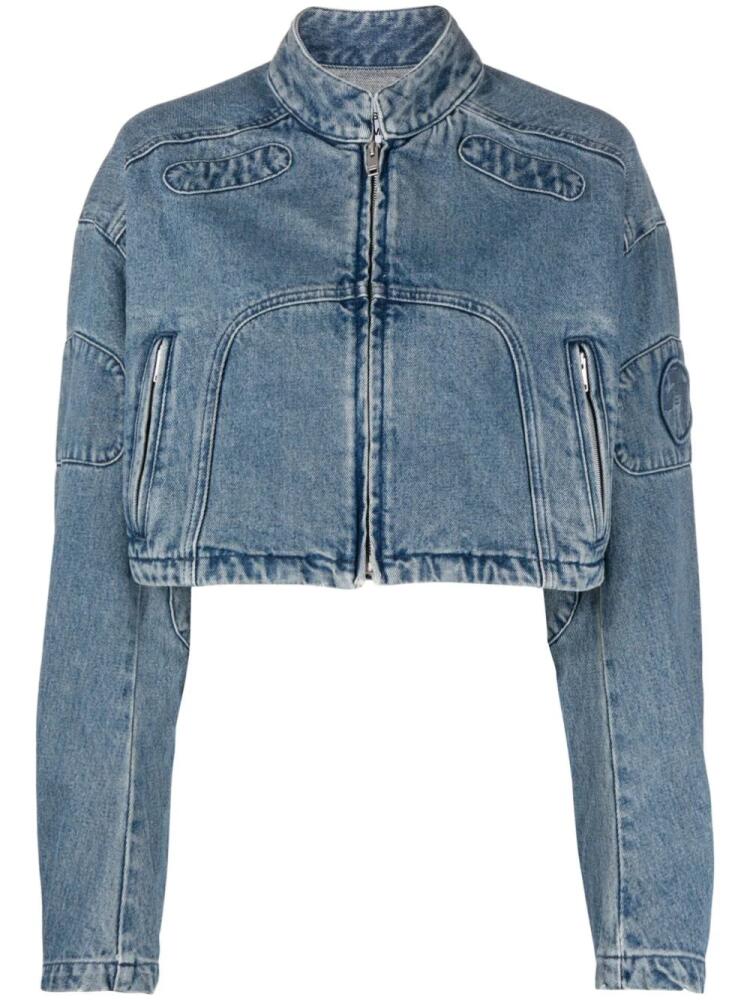 AMBUSH cropped denim biker jacket - Blue Cover