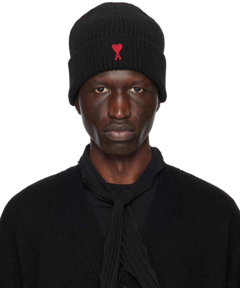 AMI Paris Black Red Ami De Cœur Beanie Cover