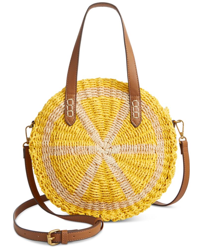 Style & Co Lemon Straw Small Round Crossbody, Created for Macy's - Lemon Cover