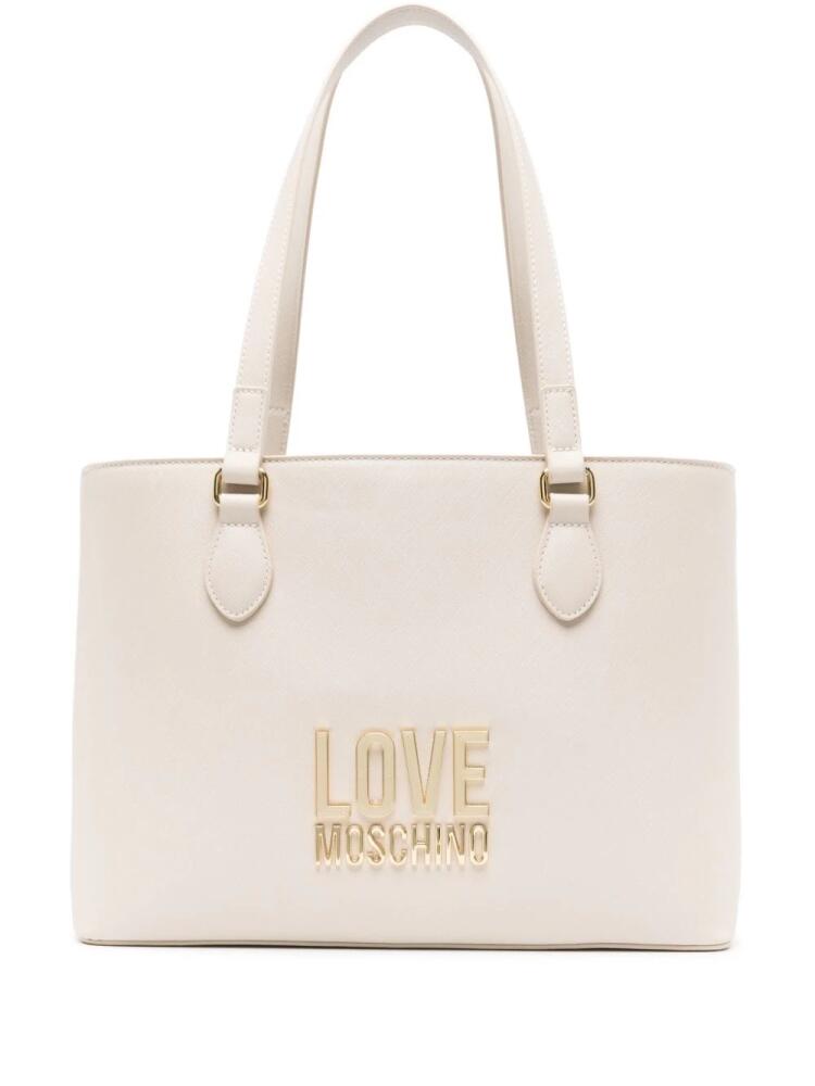 Love Moschino logo-plaque tote bag - Neutrals Cover