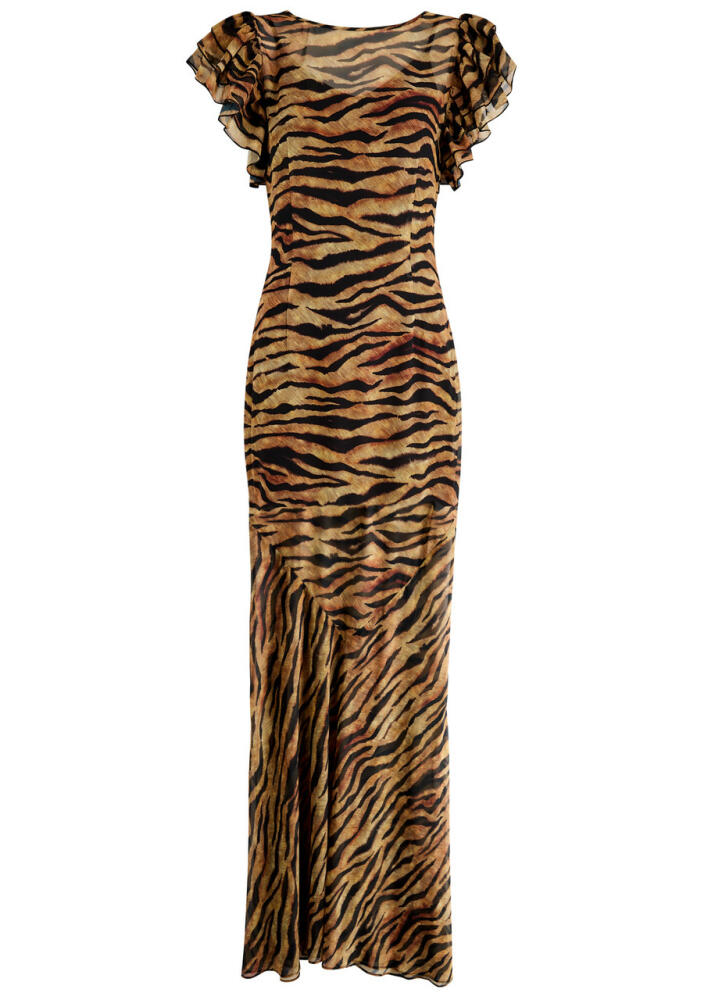 DE LA Vali Bougainvillea Tiger-print Chiffon Maxi Dress - Orange Cover