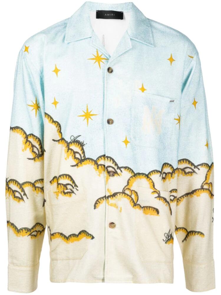 AMIRI Sunscape-print cotton shirt - Blue Cover