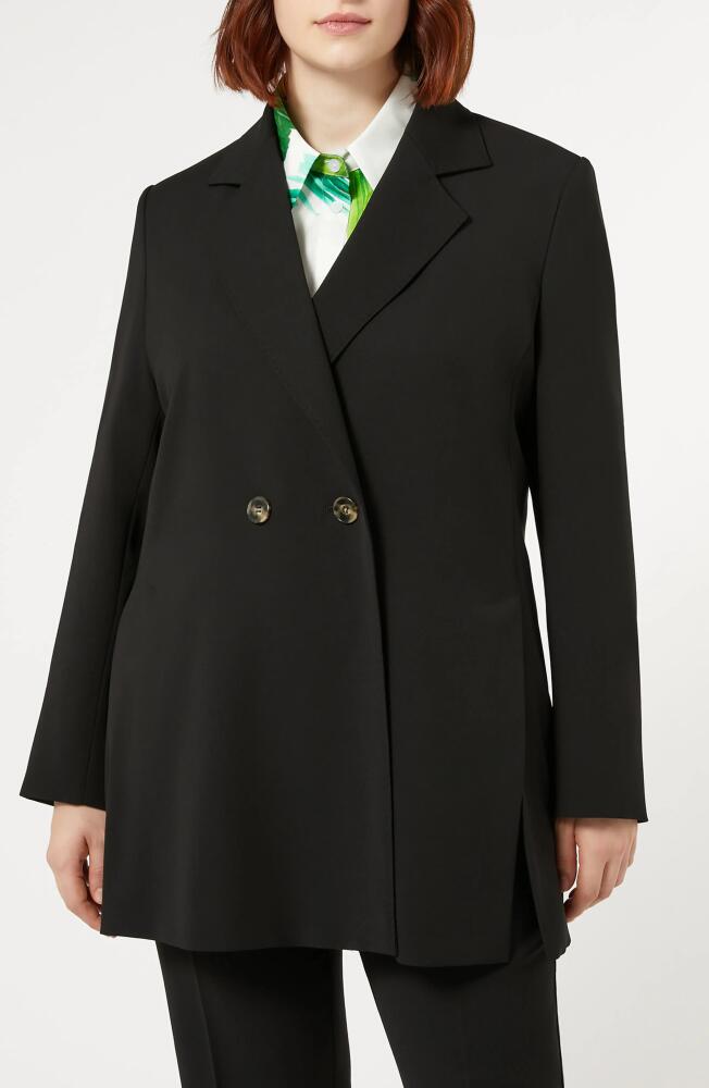 Marina Rinaldi Zaino Virgin Wool Crepe Satin Blazer in Black Cover