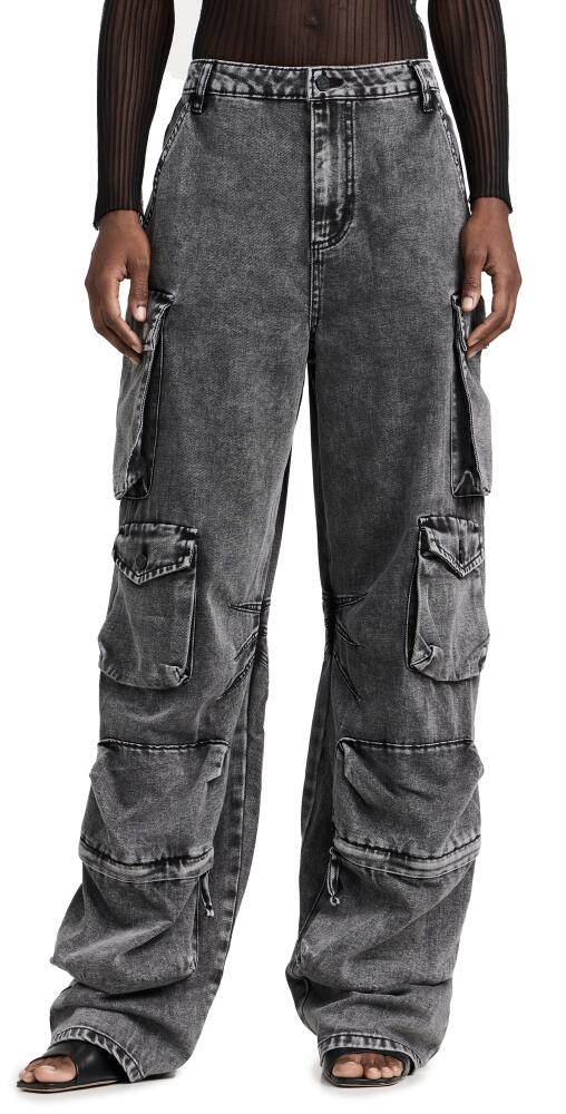 AFRM Parker Baggy Cargo Pants Black Acid Wash Cover