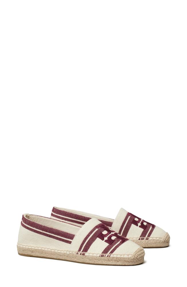 Tory Burch Double T Jacquard Espadrille in Ash White /Vino Cover