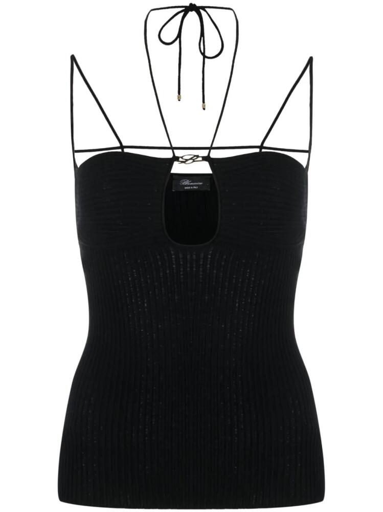 Blumarine cut-out ribbed knit top - Black Cover