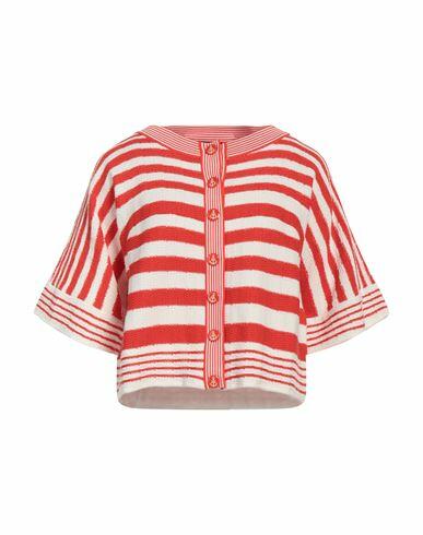 Elisabetta Franchi Woman Cardigan Tomato red Cotton, Viscose Cover