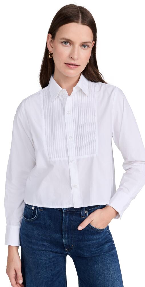 Citizens of Humanity Fino Boxy Cropped Tuxedo Button Down Top White Cover