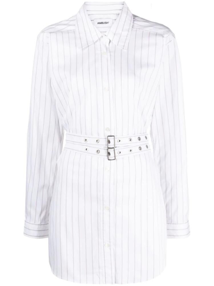 AMBUSH striped cotton-blend shirtdress - White Cover