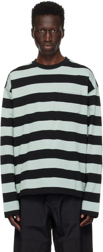 Uniform Bridge Green & Black Striped Long Sleeve T-Shirt Cover